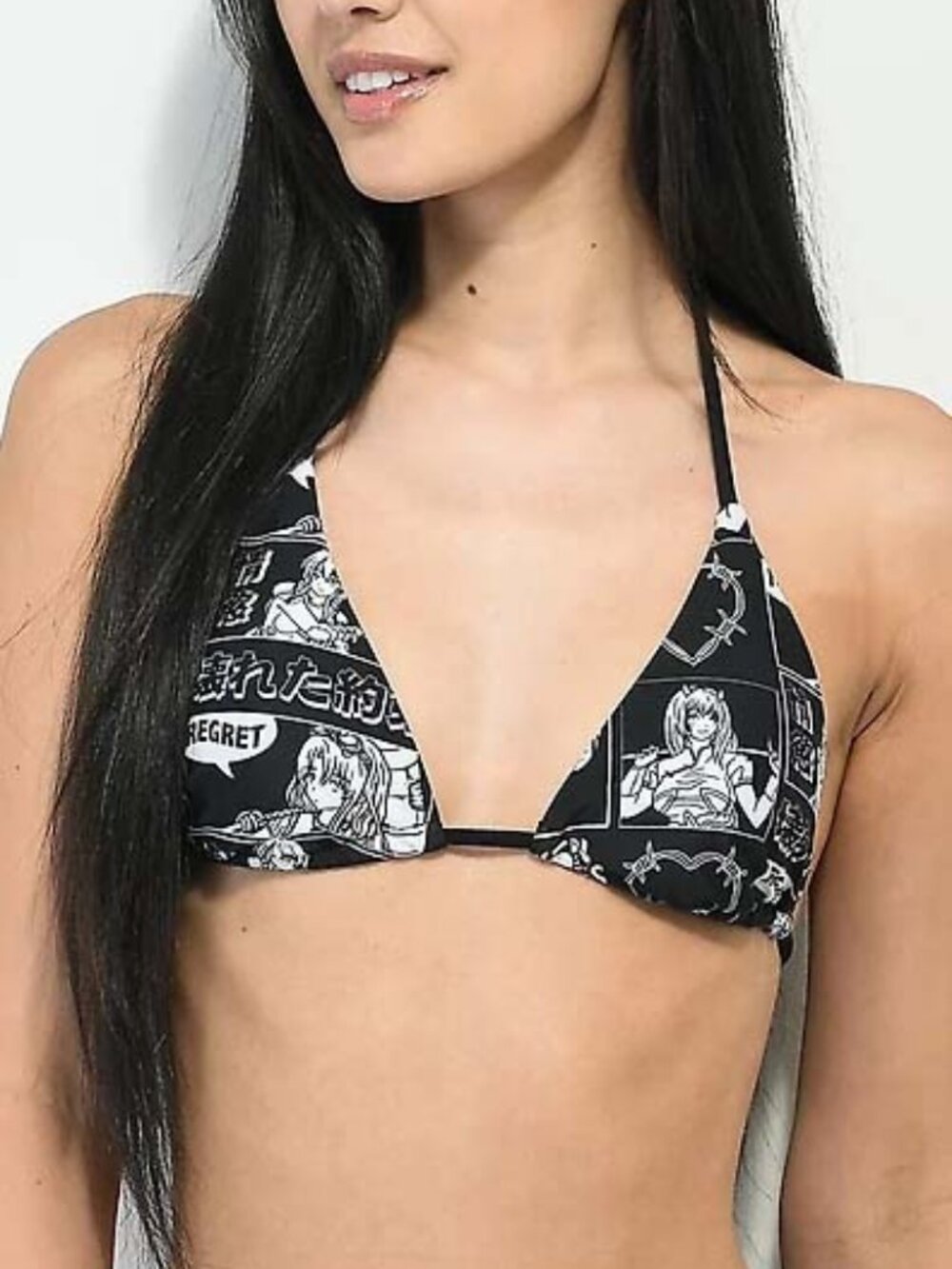 Broken Promises Arcade Mode Manga Anime Black White Molded Cup Bikini Top L
